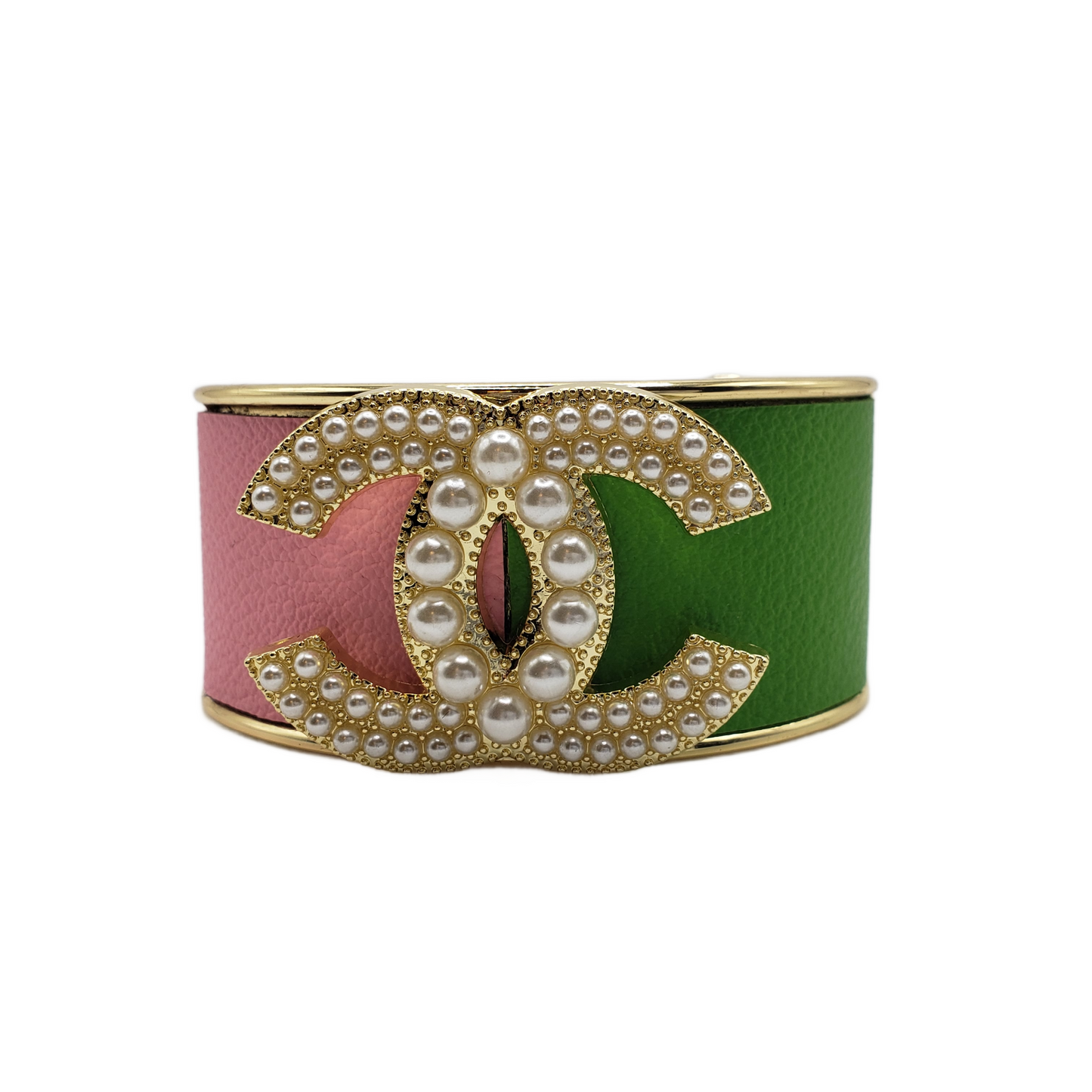 PINK AND GREEN GOLD CC CUFF BRACELET