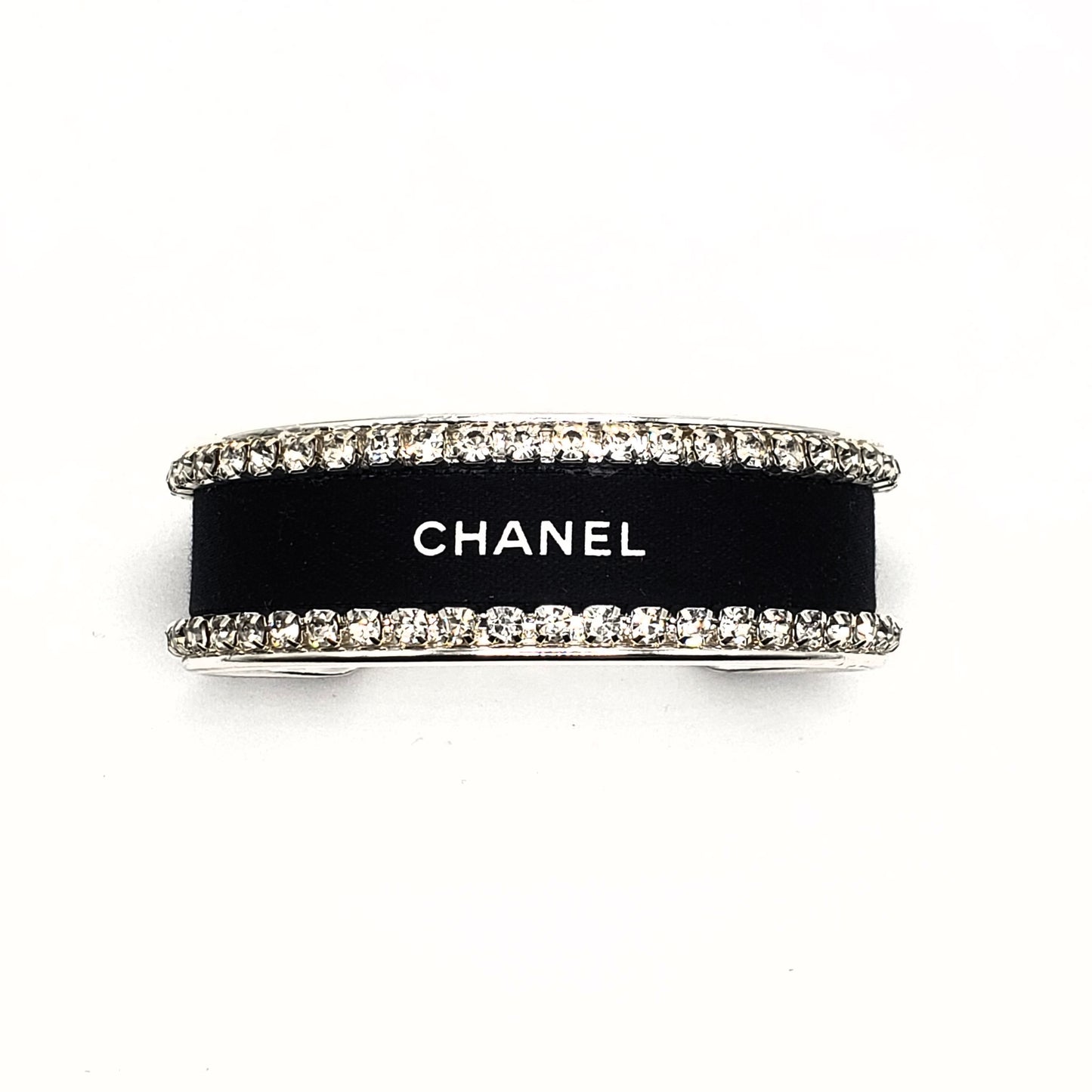 CHANEL INSPIRED SILVER RHINESTONE RIBBON BRACELET
