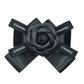VELVET AND SATIN BLACK CAMELLIA FLOWER BOW BROOCH