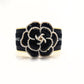 CHANEL BLACK CAMELLIA FLOWER RIBBON CUFF BRACELET