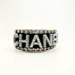 CHANEL INSPIRED MATTE GRAY RHINESTONE LETTER CUFF BRACELET