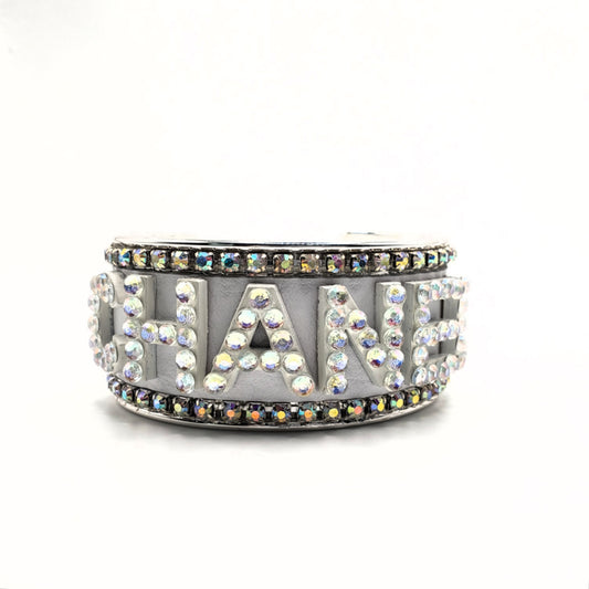 CHANEL INSPIRED AB RHINESTONE LETTER CUFF BRACELET