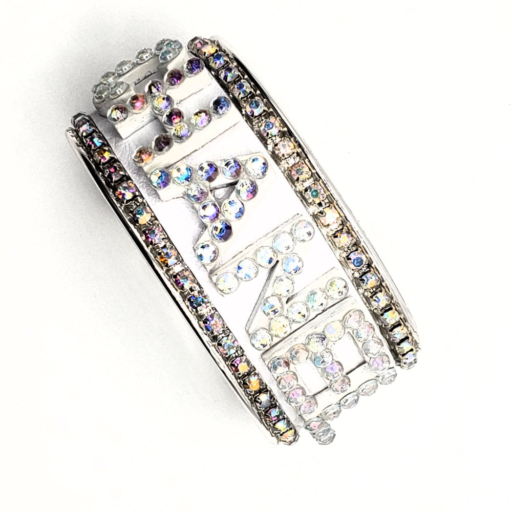 CHANEL INSPIRED AB RHINESTONE LETTER CUFF BRACELET