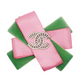 SIGNATURE PINK AND GREEN VELVET AND SATIN SWIRL BROOCH - CC