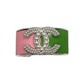 PINK AND GREEN CC CUFF BRACELET - SILVER